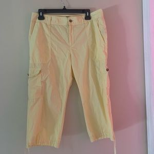 yellow capri style cargo pants
